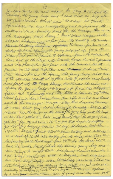 Moe Howard's Handwritten Manuscript Page When Writing His Autobiography -- Moe Remembers the Rough & Tumble World of Vaudeville and the Pranks They'd Play  -- Two Pages on One 8'' x 12.5'' Sheet